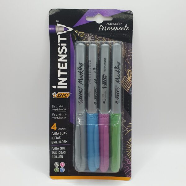 Marcador Permanente Delgado Metálico Marking 4pz Bic