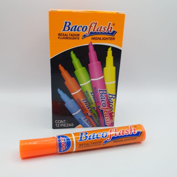 Marcador Fluorescente Naranja Grueso Bacoflash